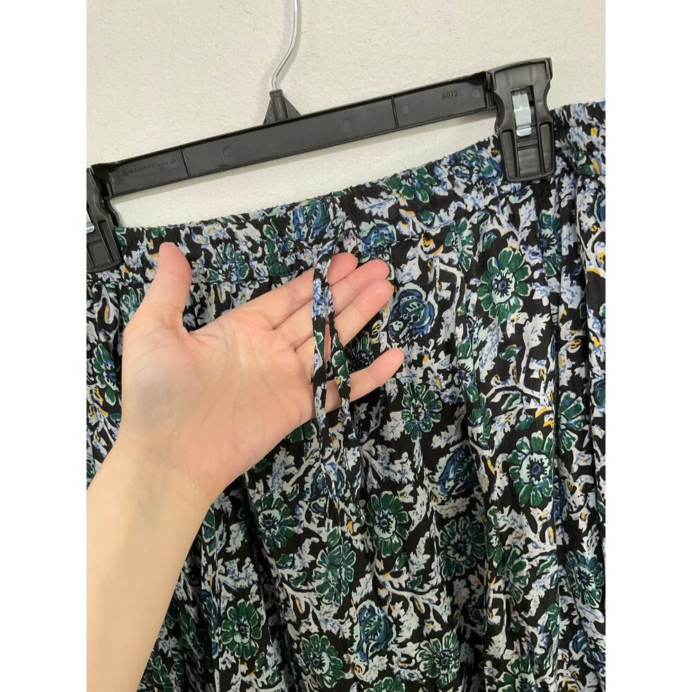 Ellen Weaver Floral Maxi Skirt Size Large Pleated Elastic Tie Waist Cottagecore - Picture 6 of 7